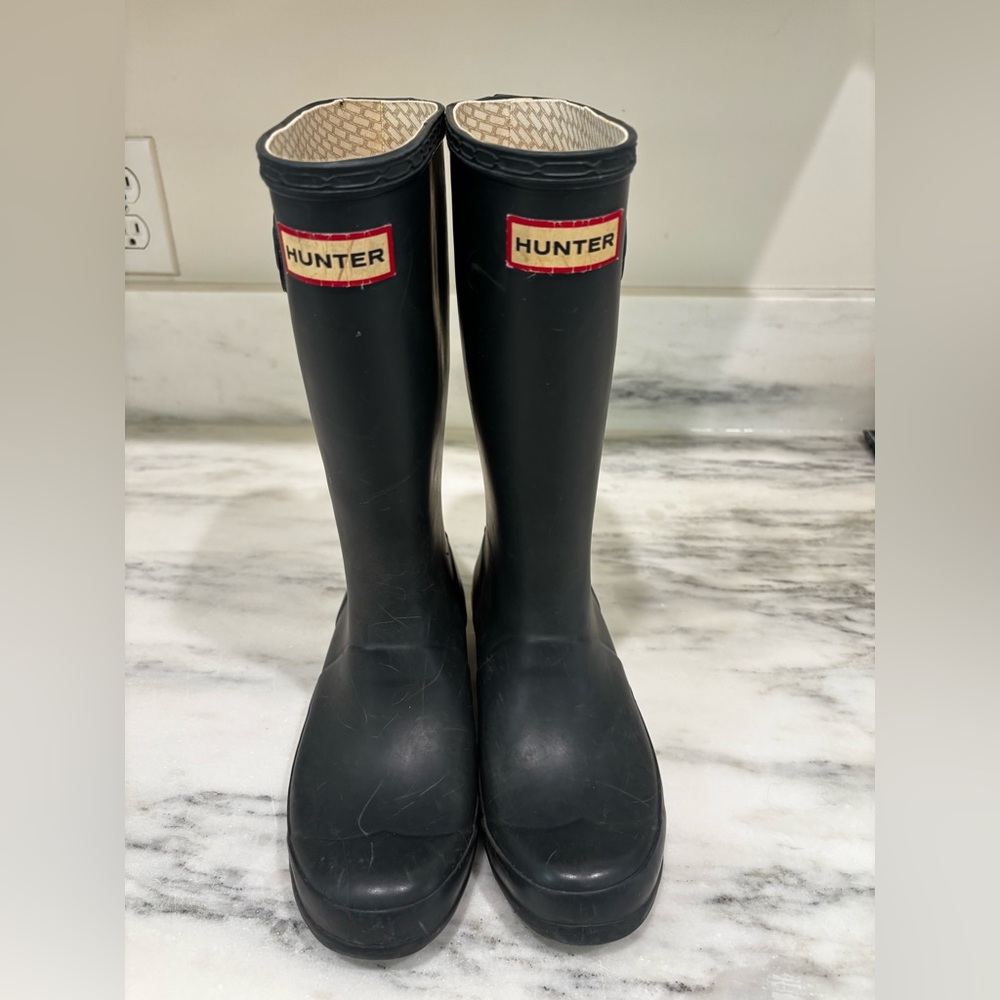 Hunter Black Matte Tall Rubber Rain Boots